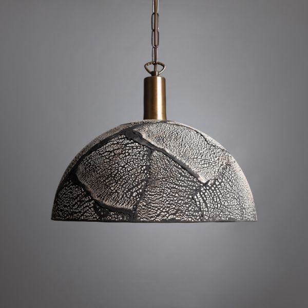 Kauri Organic Ceramic Dome Pendant Light 37cm, Black Clay